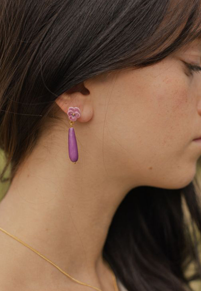 Figs and flowers drop earrings