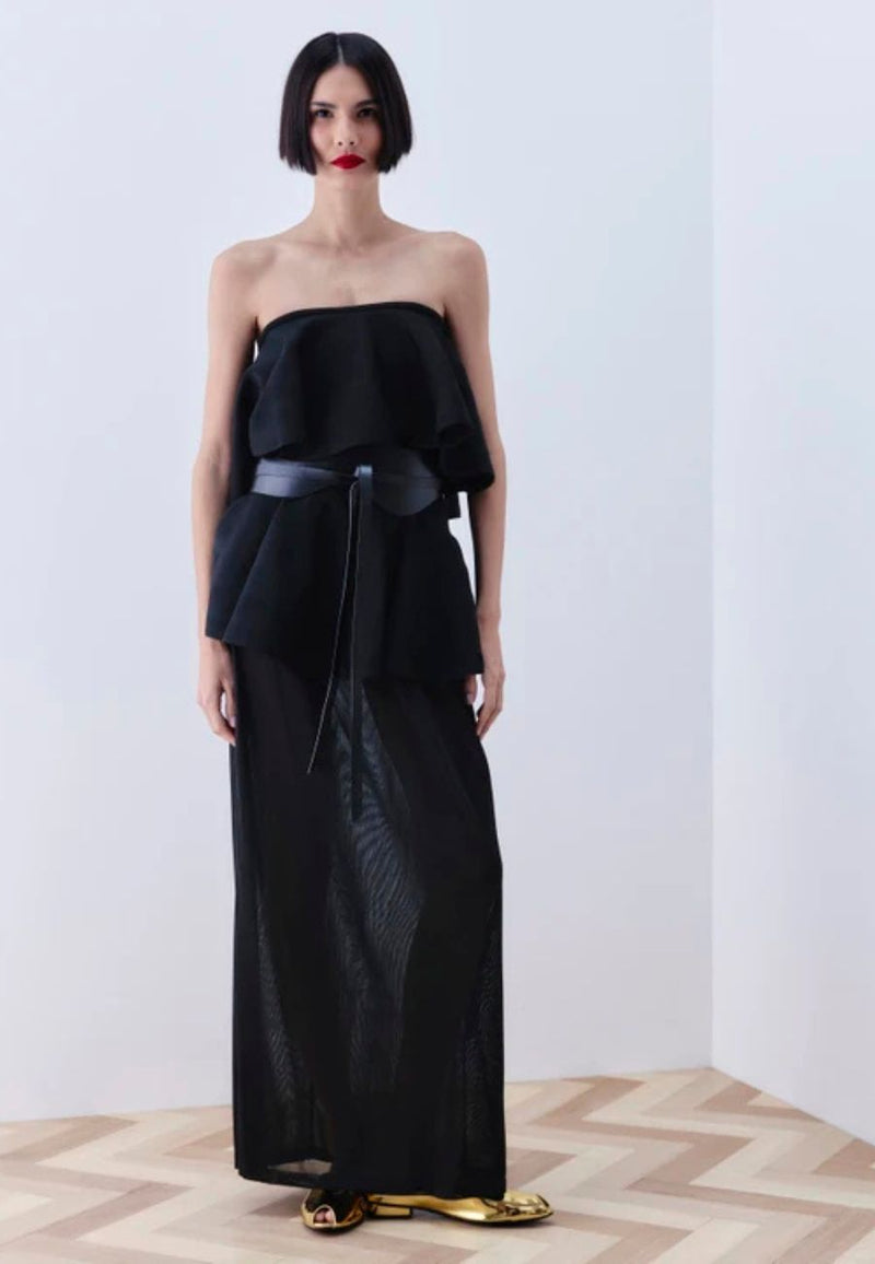 Regor Sheer Midi Skirt with Peplum