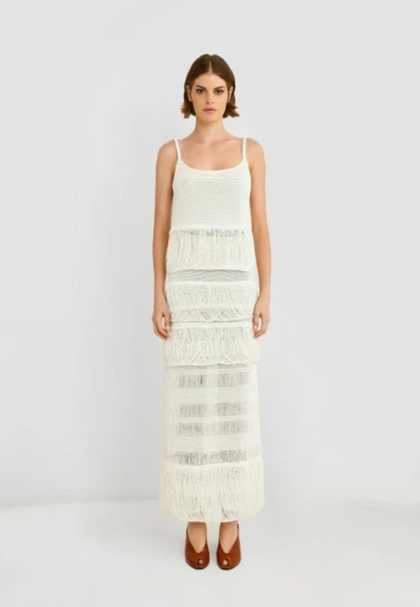 Centauri Midi Skirt with Raffia