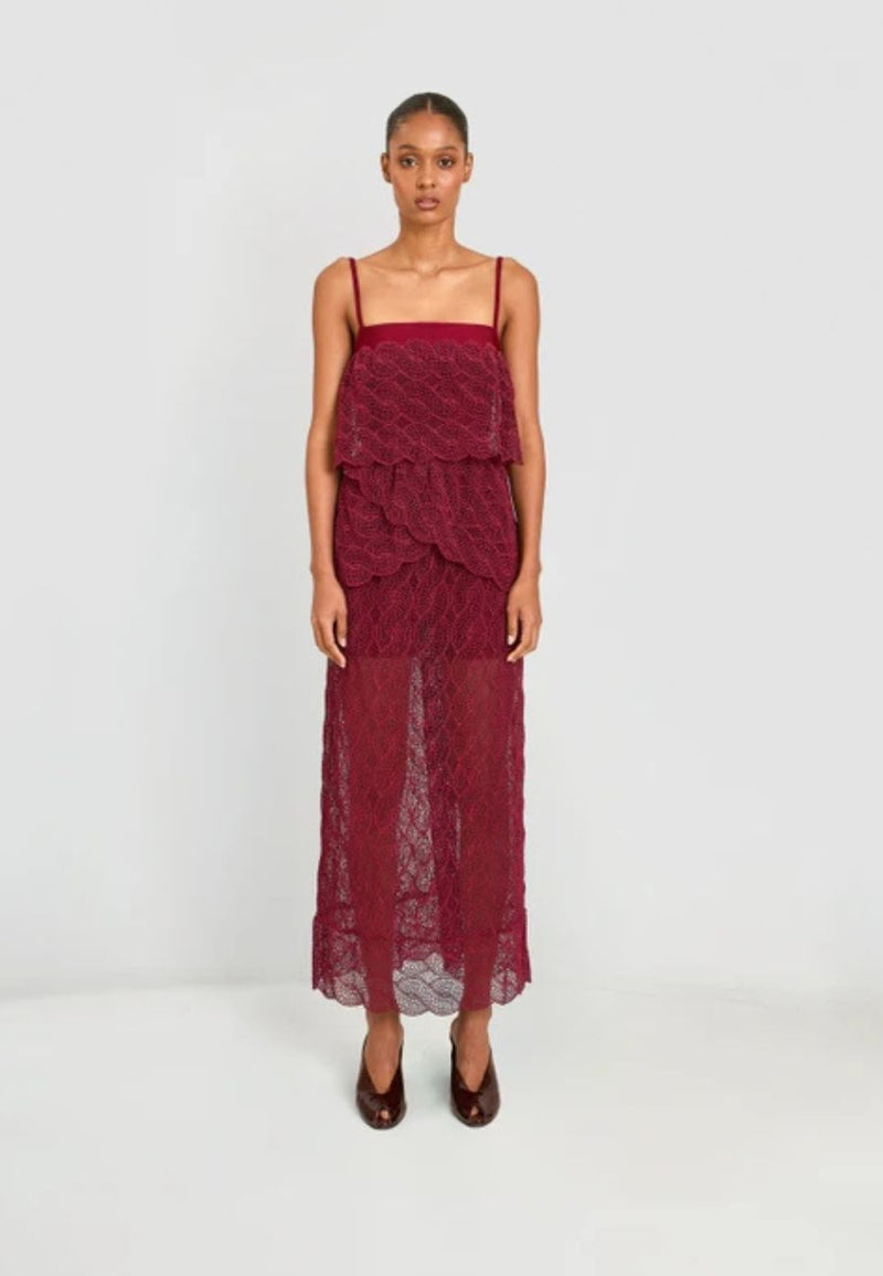 Merak Guipure Midi Skirt with Wave