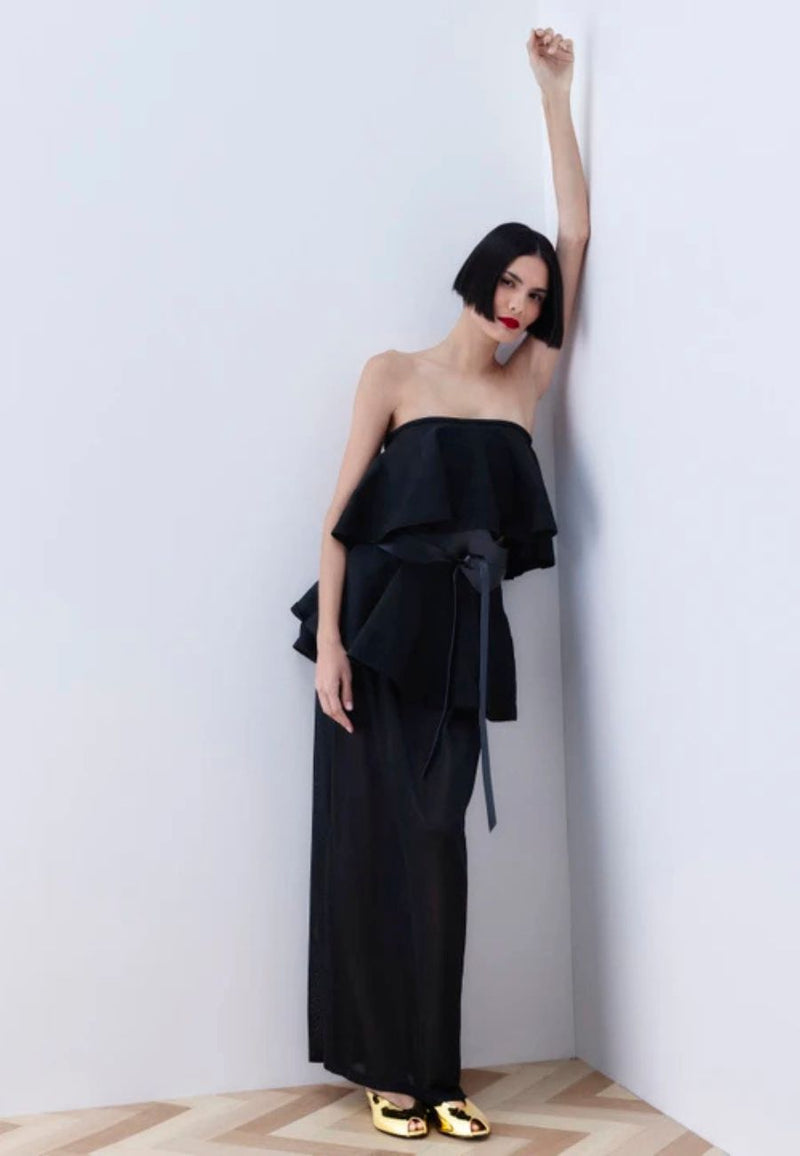 Regor Sheer Midi Skirt with Peplum