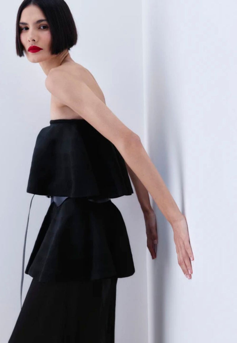 Regor Sheer Midi Skirt with Peplum