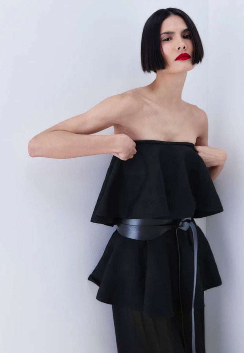 Regor Sheer Midi Skirt with Peplum