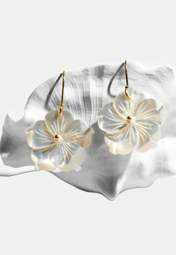 Antheia Mini White Flower Earrings