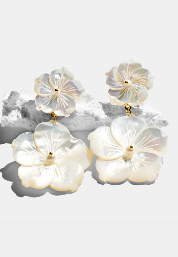 Antheia White Flower Dangle Earrings
