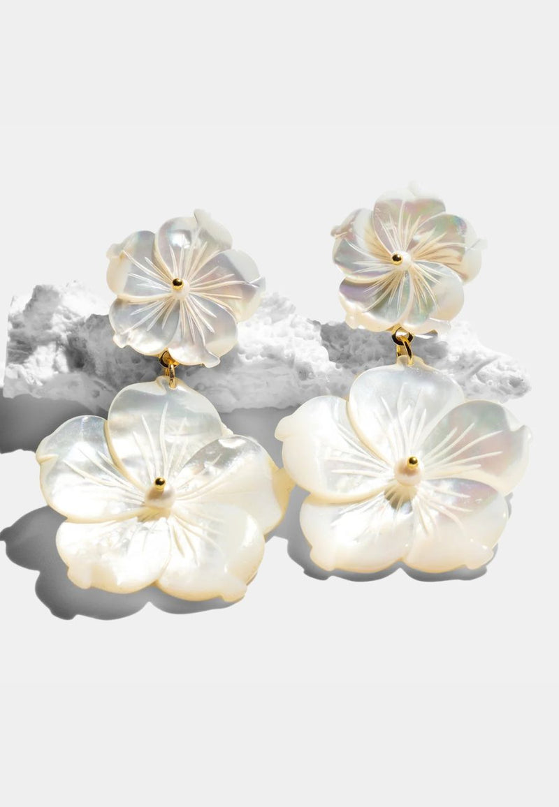 Antheia White Flower Dangle Earrings