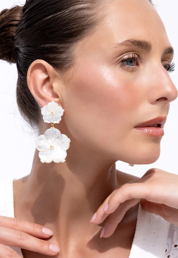 Antheia White Flower Dangle Earrings