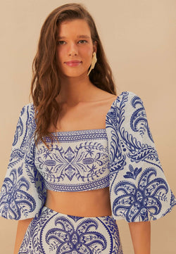 Blue Tropical Blouse
