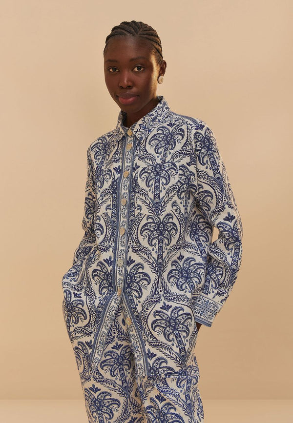 Blue Tropical Pyjama Shirt