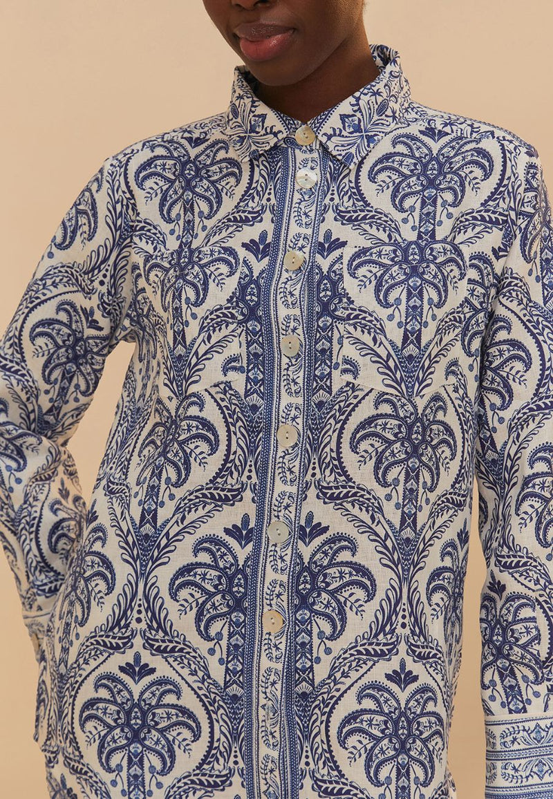 Blue Tropical Pyjama Shirt