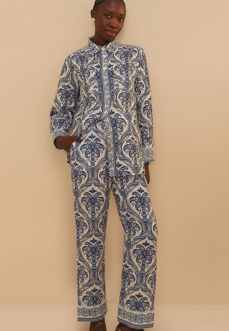 Blue Tropical Pyjama Shirt