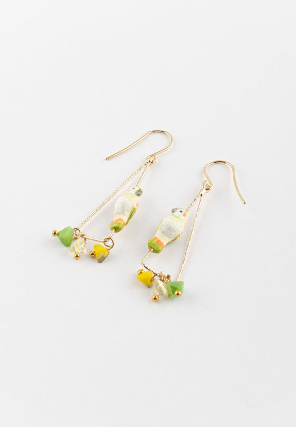 Budgerigar triangle earrings