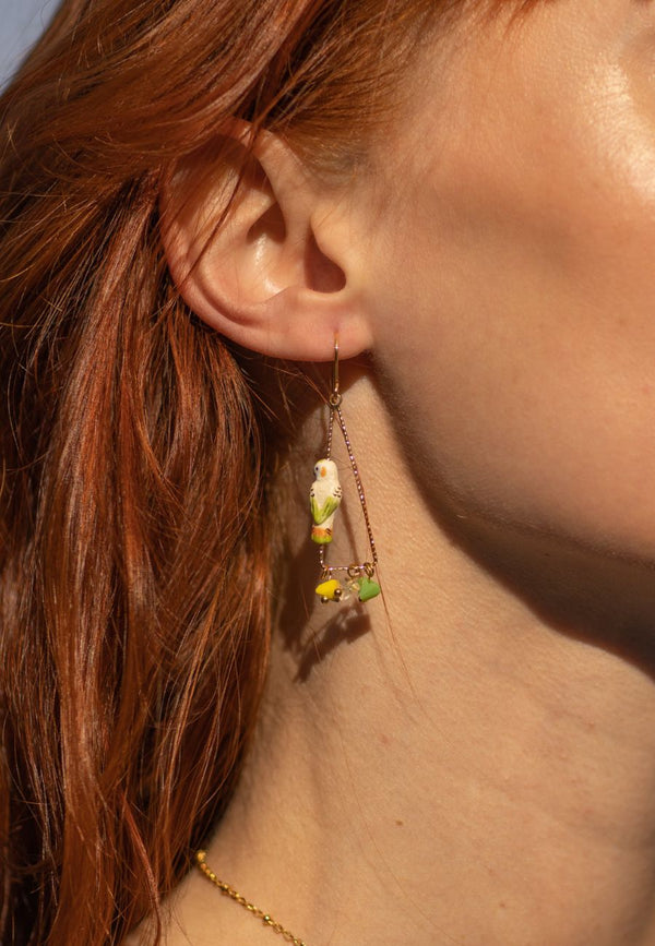 Budgerigar triangle earrings