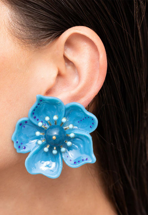 Cassia Blue Flower Earring