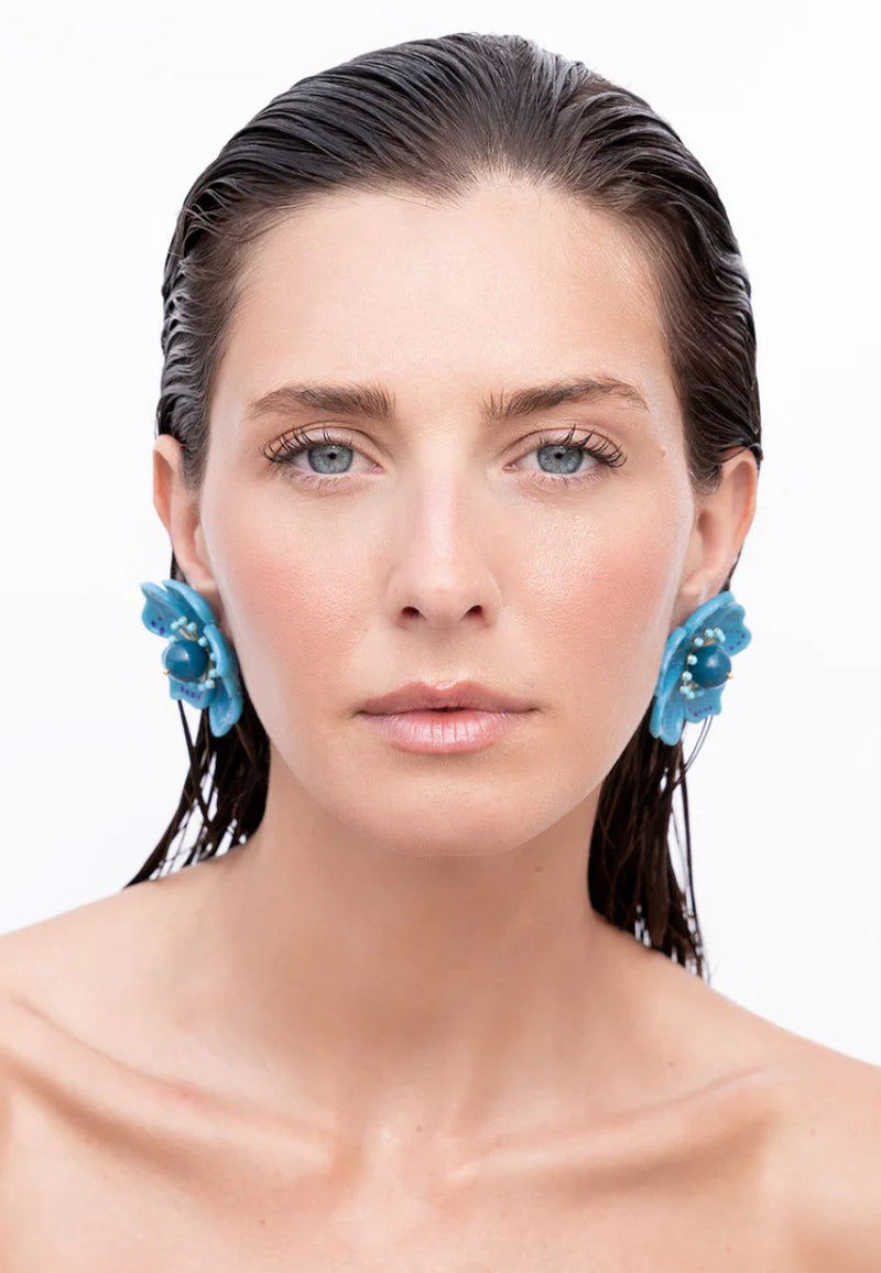 Cassia Blue Flower Earring