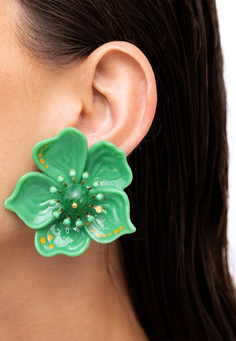 Cassia Green Flower Earring