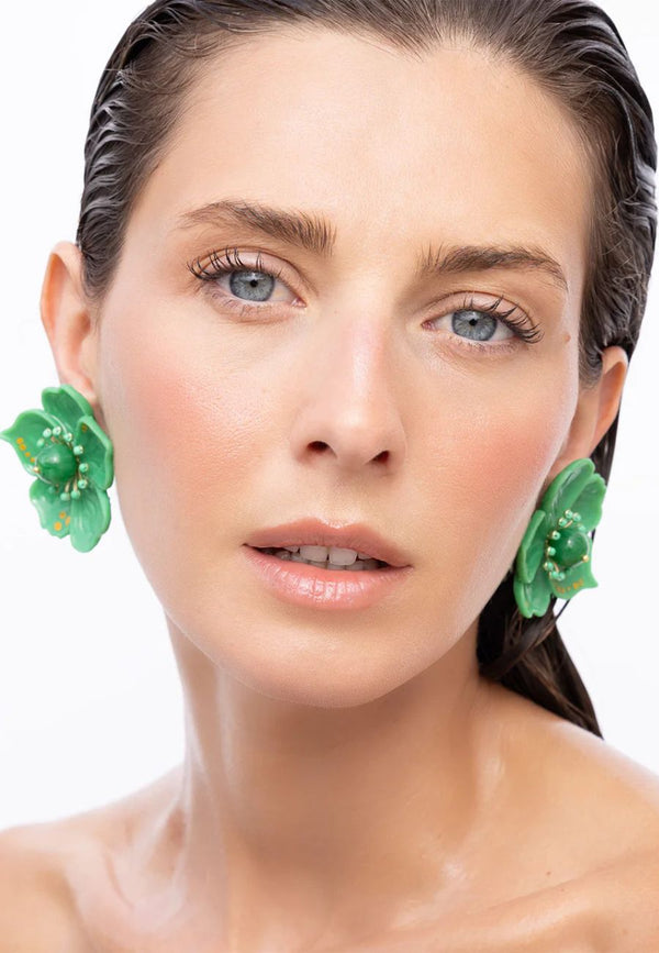 Cassia Green Flower Earring