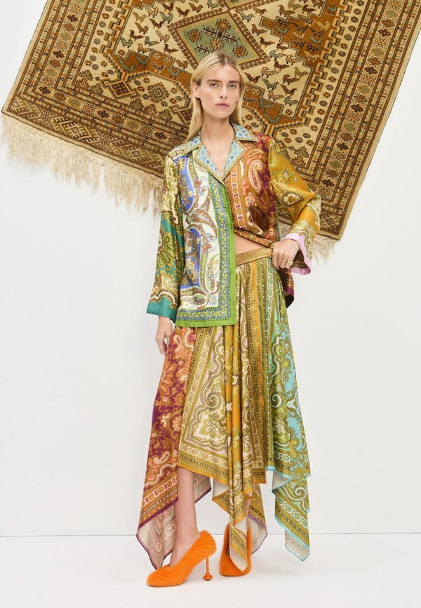 Clemenza Spliced Silk Shirt