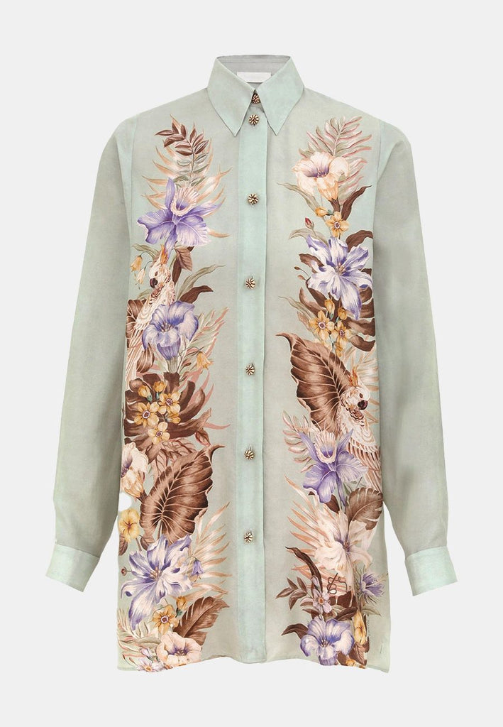 Zimmermann Coco Relaxed Shirt, Sage Multi Floral | Salt Boutique
