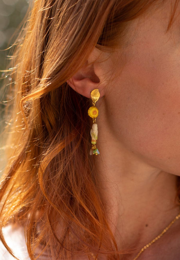 Dandelion & Budgerigar earrings