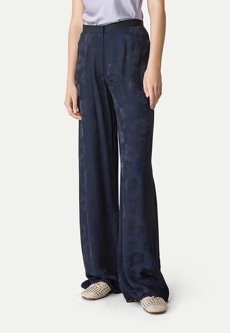 Forte Forte Fluid Bouquet Jacquard Pants, Notte | Salt Boutique London