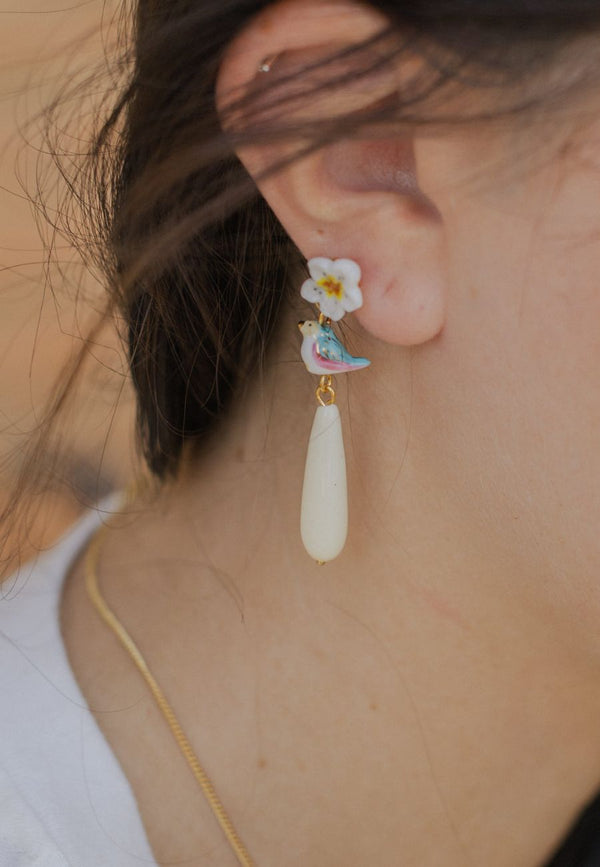 "Harvest Time" Bird Drop earrings