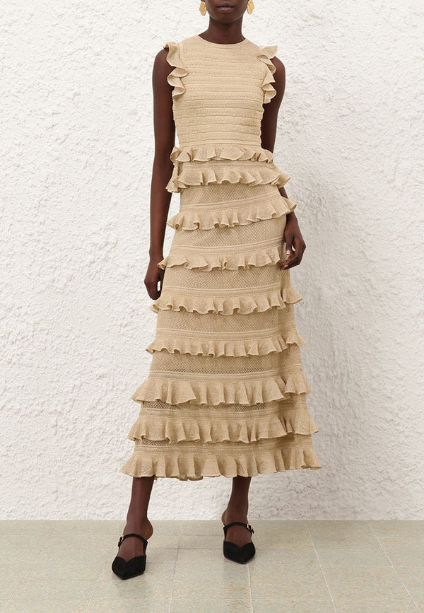 Hypnotic Lace Frill Midi Skirt
