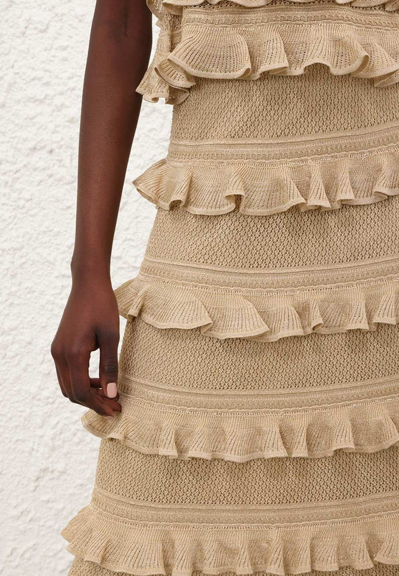 Hypnotic Lace Frill Midi Skirt