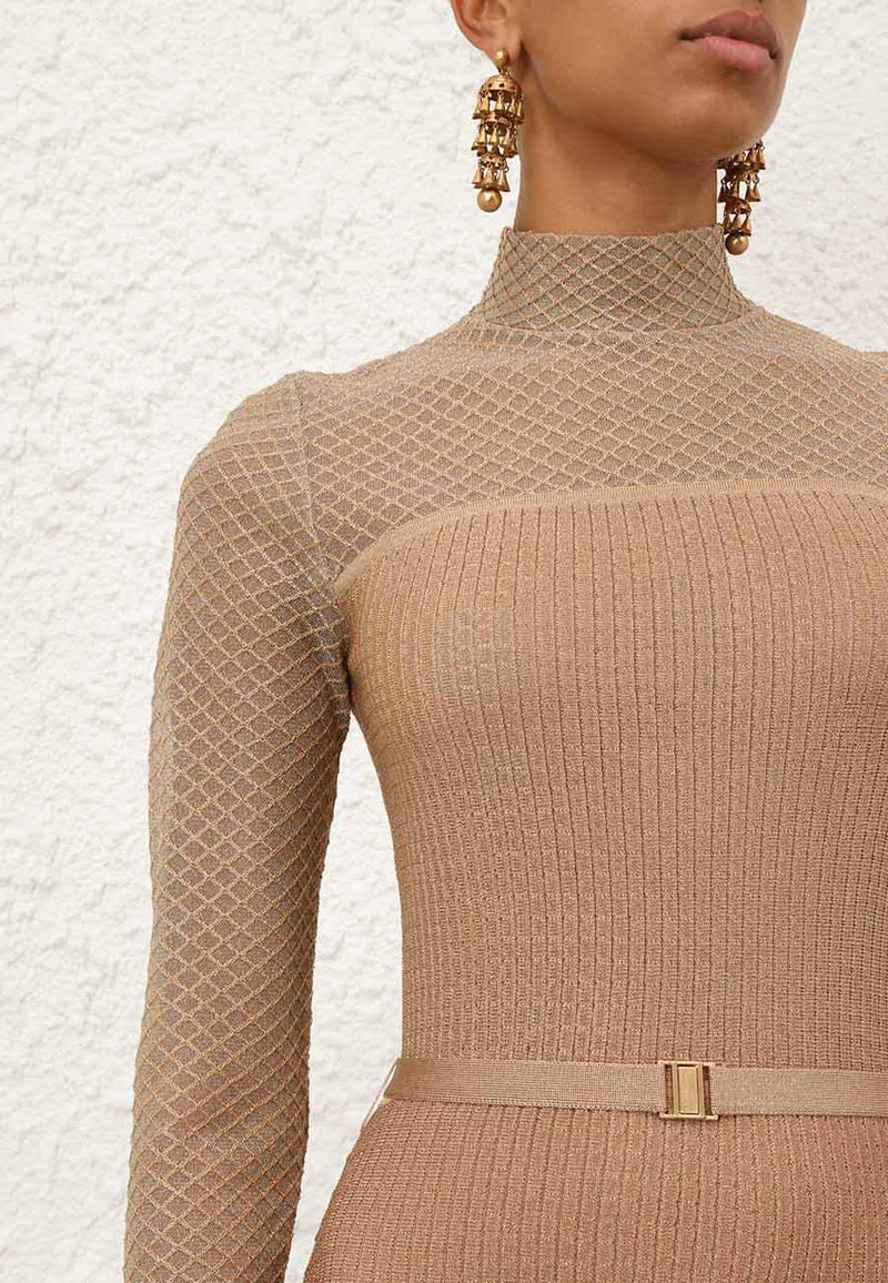 Hypnotic Metallic Midi Dress