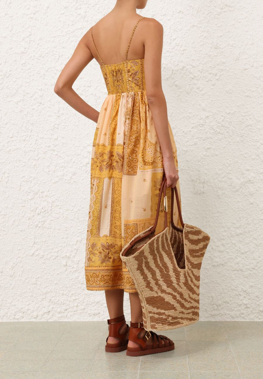 【Zimmermann】LUCKY CORSET MIDI DRESS コルセット ミディ Zimmermann Lucky Corset Midi Dress, Mustard Bandana | Salt