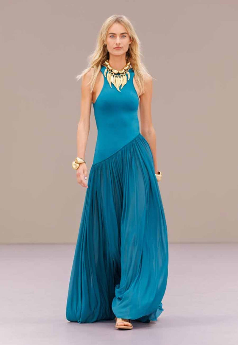 Zimmermann Luna Asymmetric Jersey Dress, Teal | Salt Boutique London