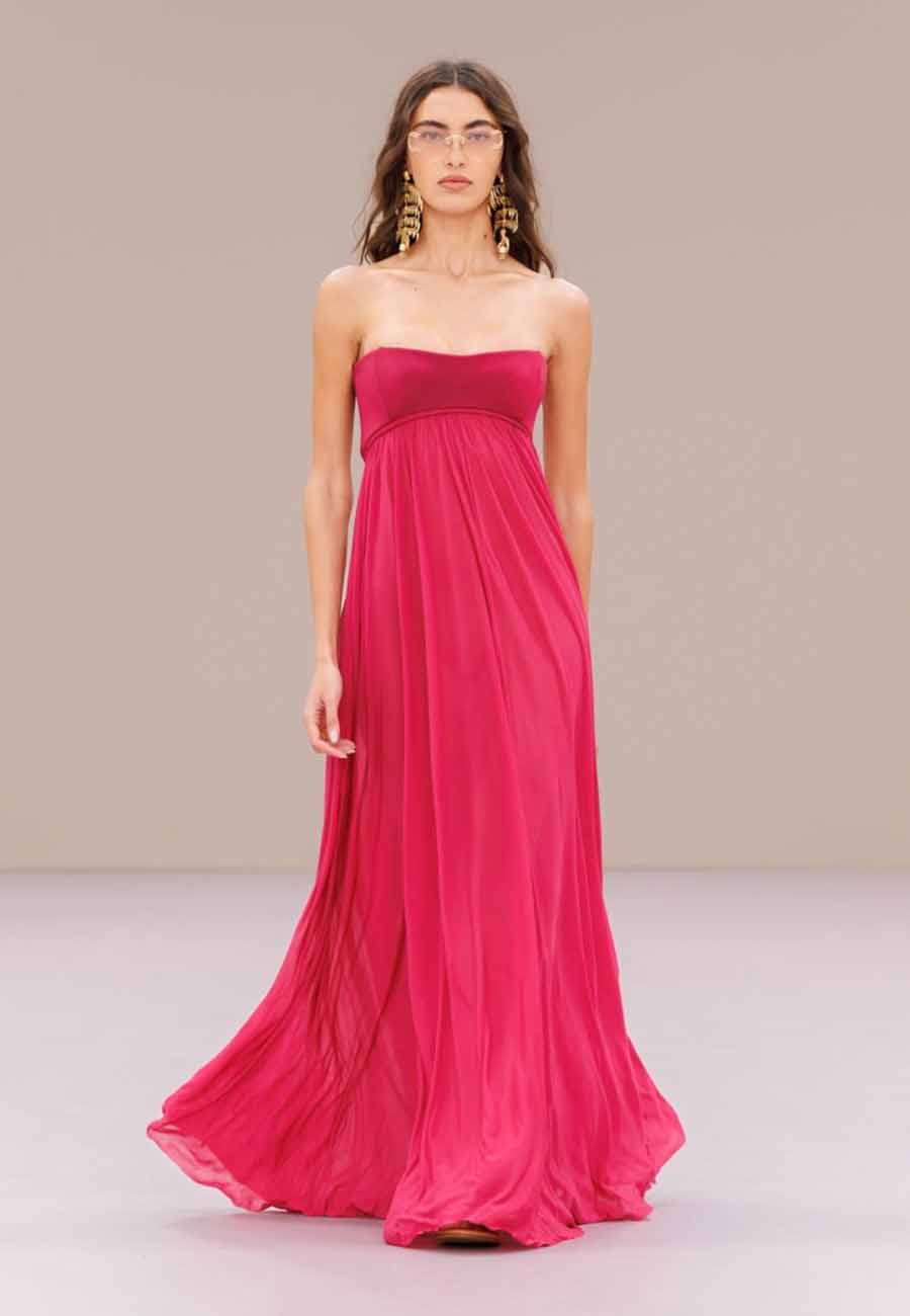Zimmermann Luna Jersey Bandeau Gown, Fuchsia