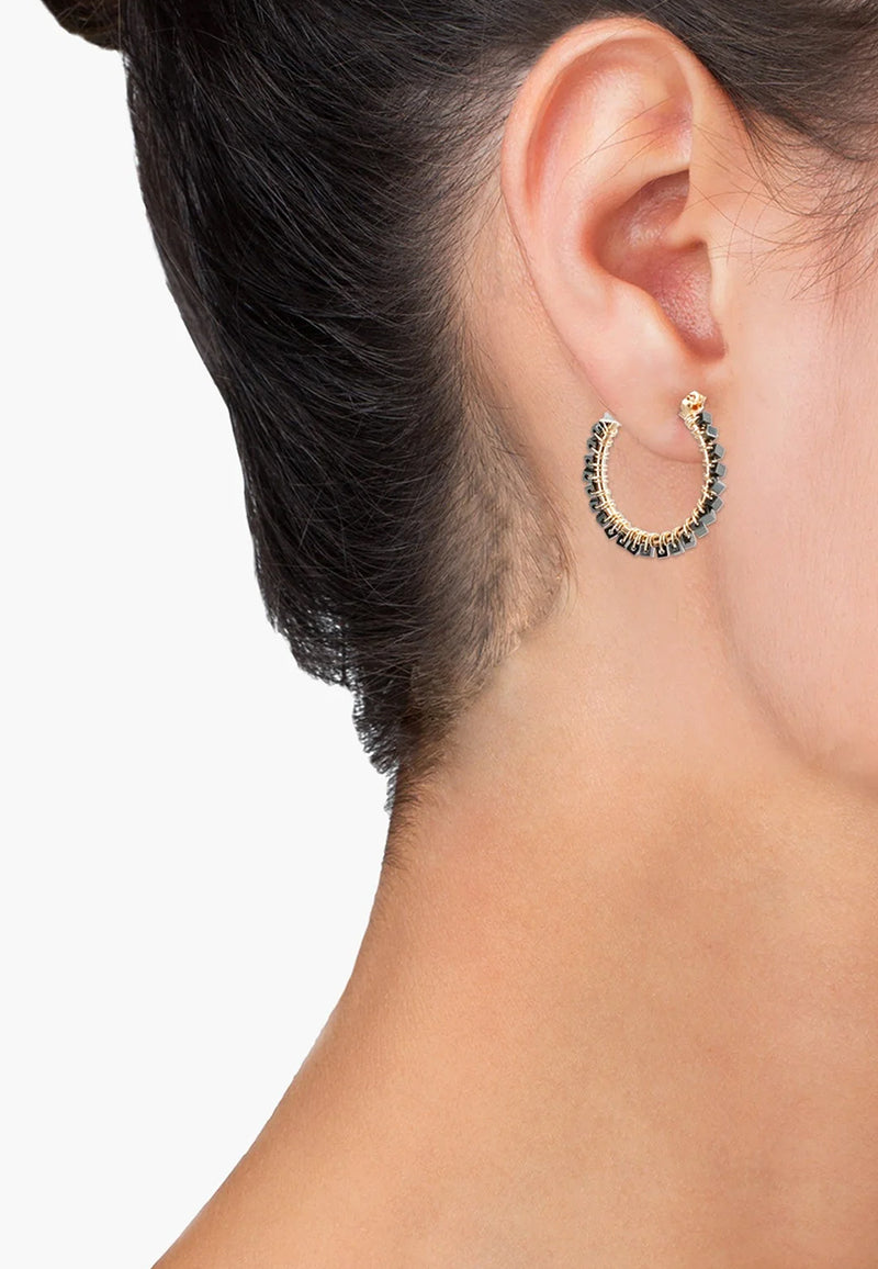 Metallic Black Hoops