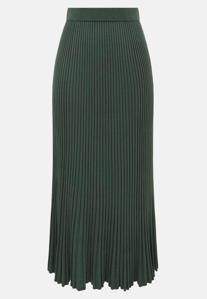 Pleated Rib Midi Skirt