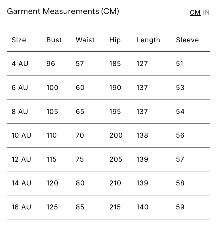 Size Chart