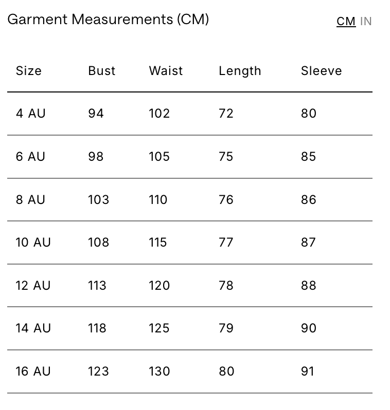 Size Chart