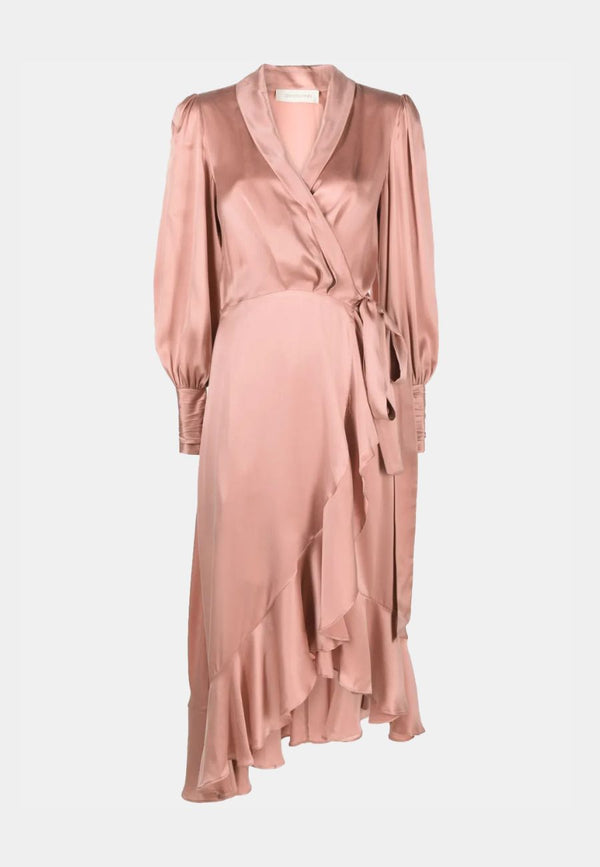 Silk Wrap Midi Dress