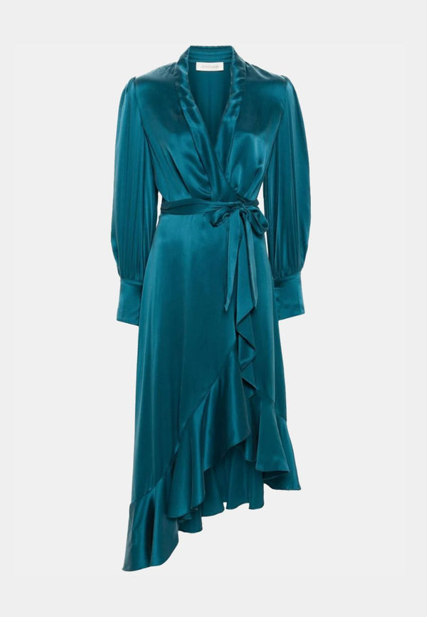 Silk Wrap Midi Dress