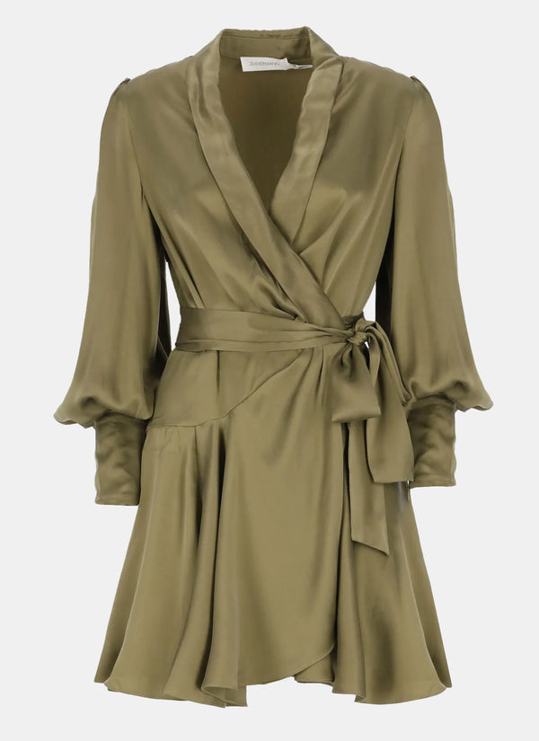Silk Wrap Mini Dress