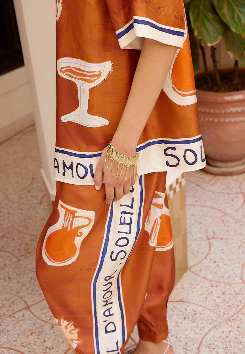 Soleil D'amour Tapered Silk Pant