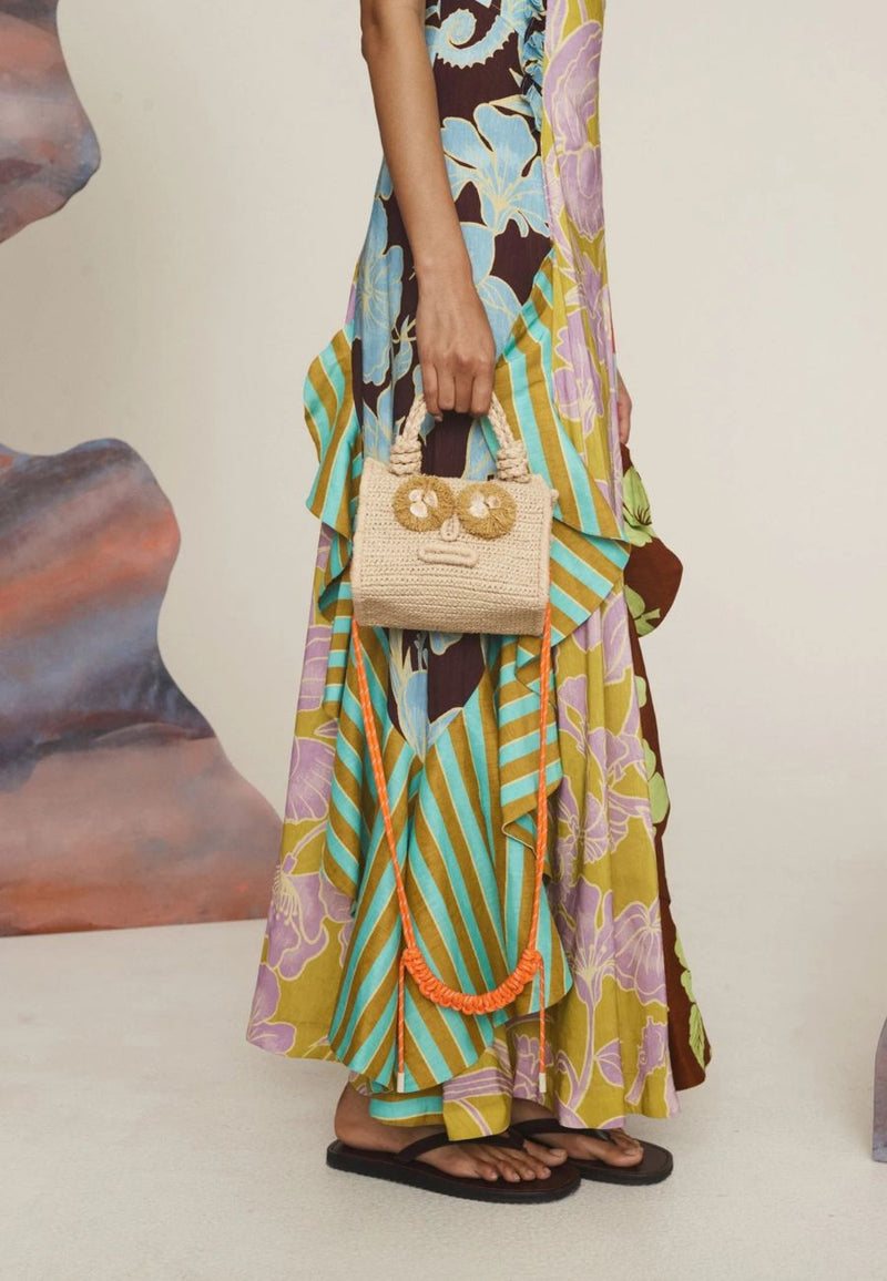 Sunlit Raffia Box Cross Body