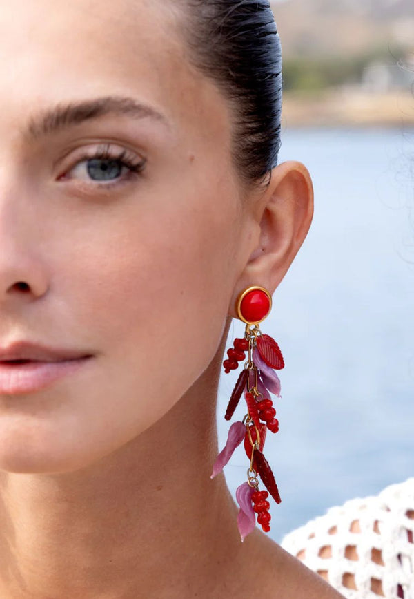 Tutti Frutti Red Dangle Earrings