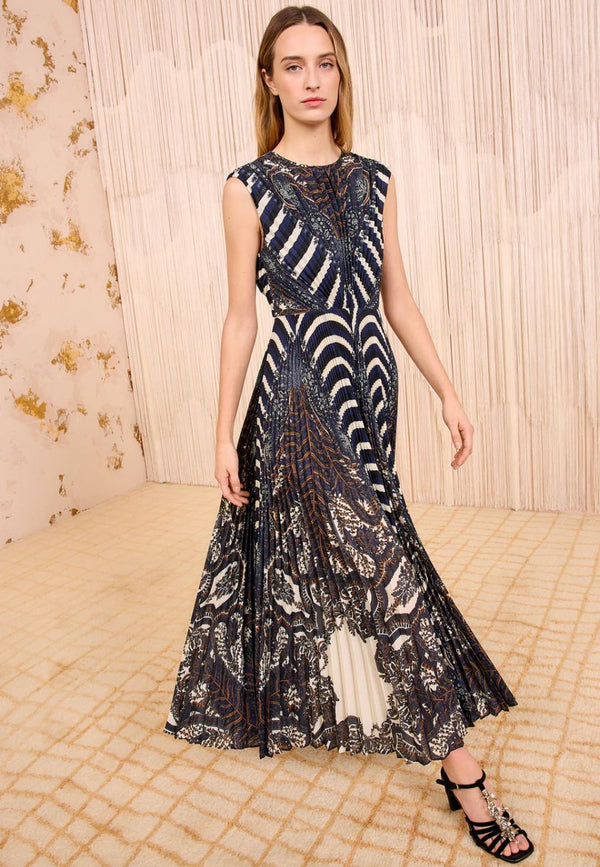 Violeta Pleated Sleeveless Midi Dress