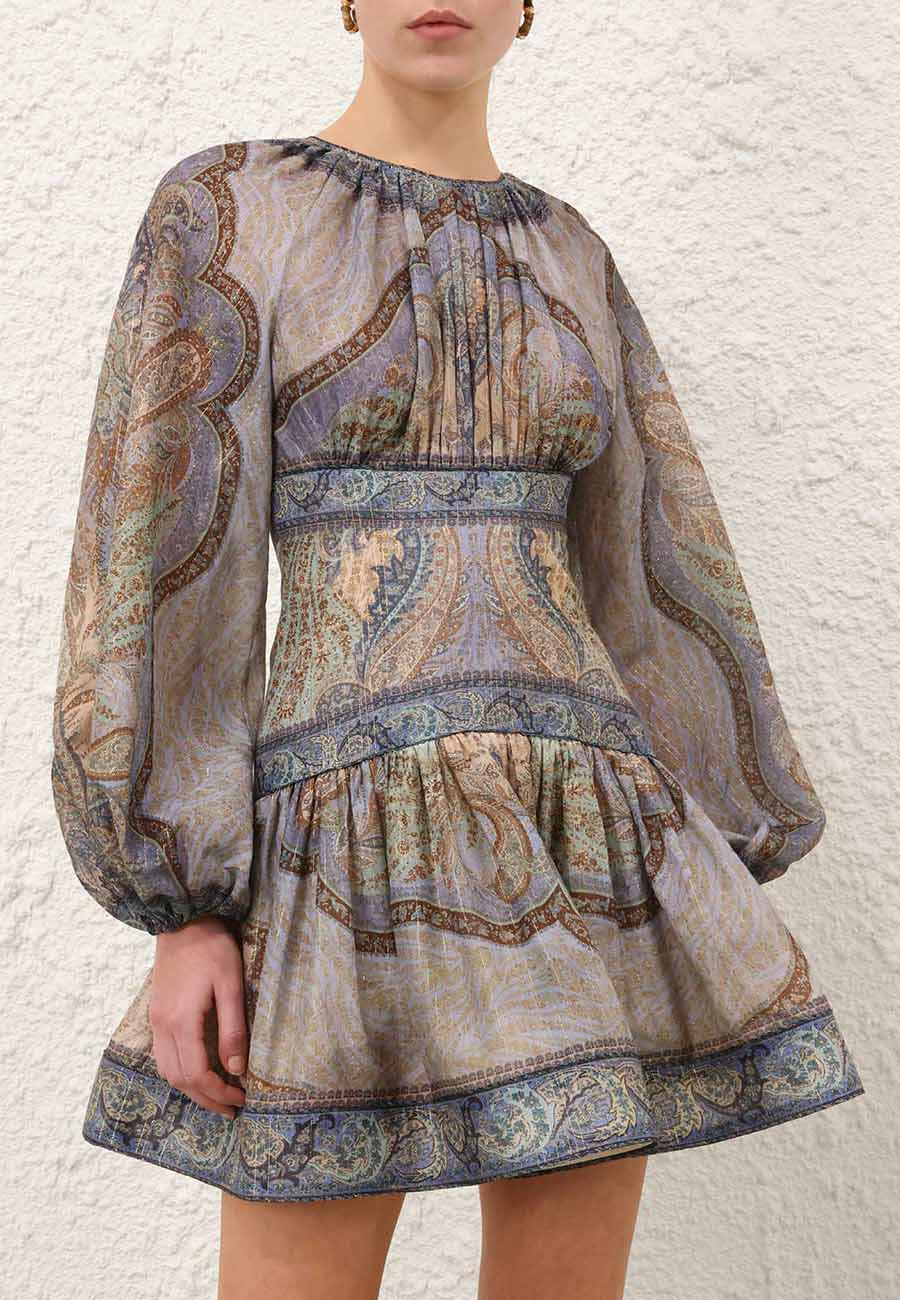 Zimmermann Wanderlust Mini Dress, Tapestry Blue Multi | Salt Boutique London