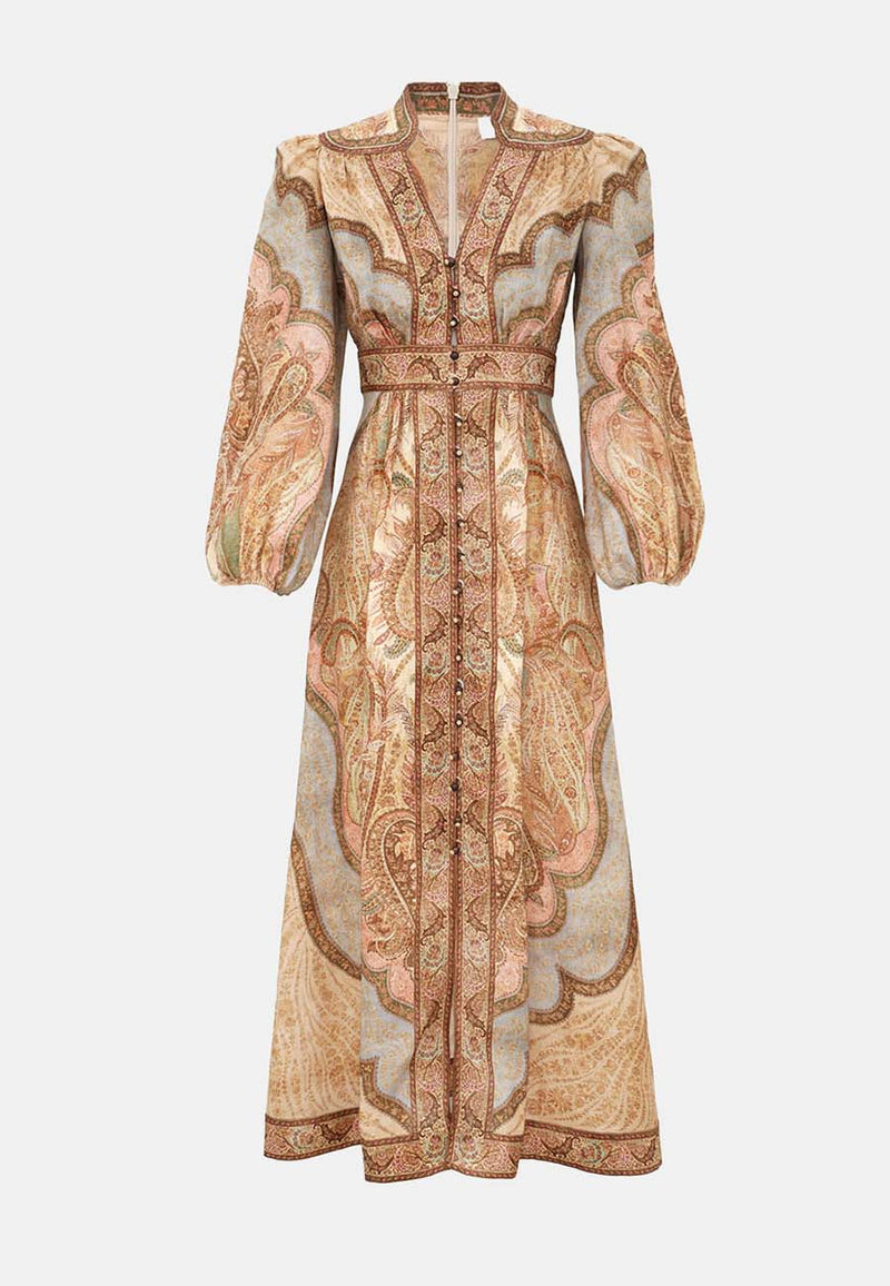 Zimmermann Wanderlust Plunge Midi Dress, Tapestry Multi | Salt Boutique London Zimmermann Wanderlust Plunge Midi Dress, Tapestry Multi | Salt Boutique London