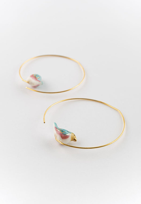 Harvest Time Bird Small Hoop Earrings