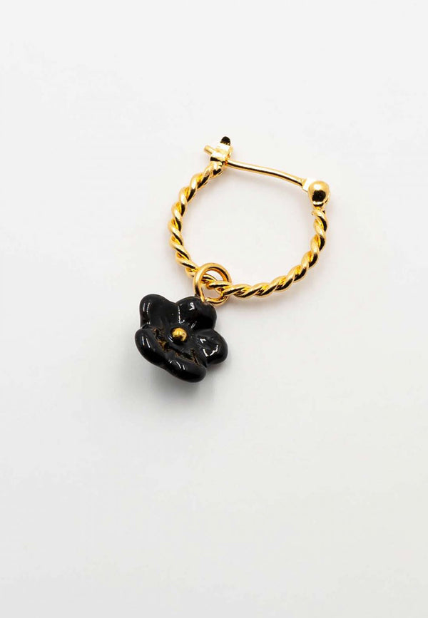 Black Flower Mini Earring