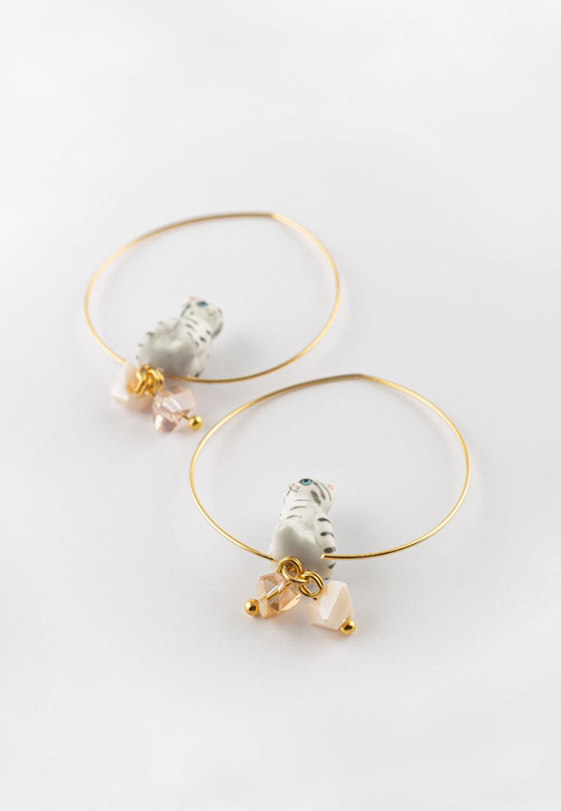 Harvest Time Cat & Stones small hoop earrings