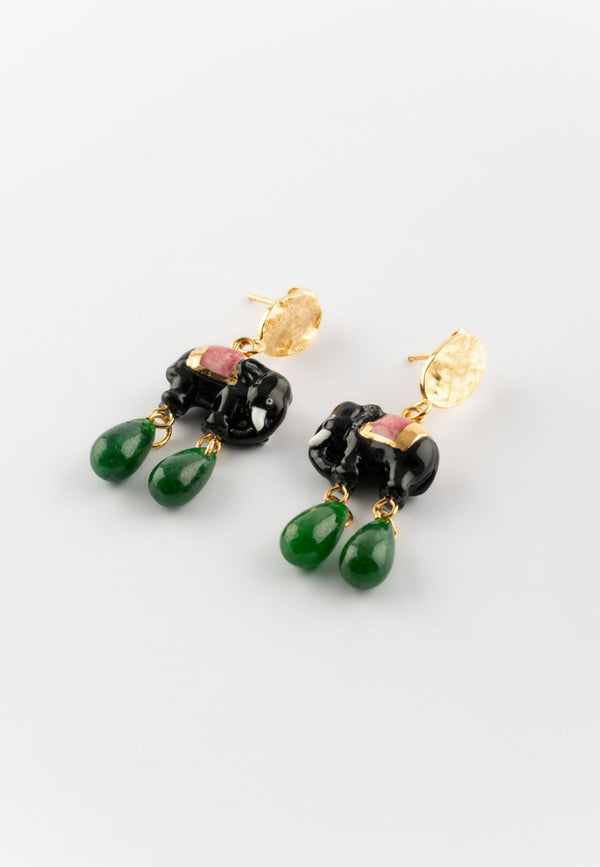 Elephant & Jade earrings - Sawadee