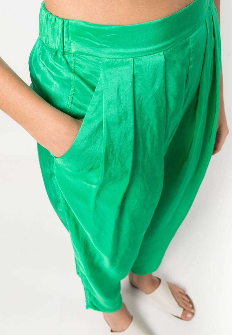Habotai silk high waist pants